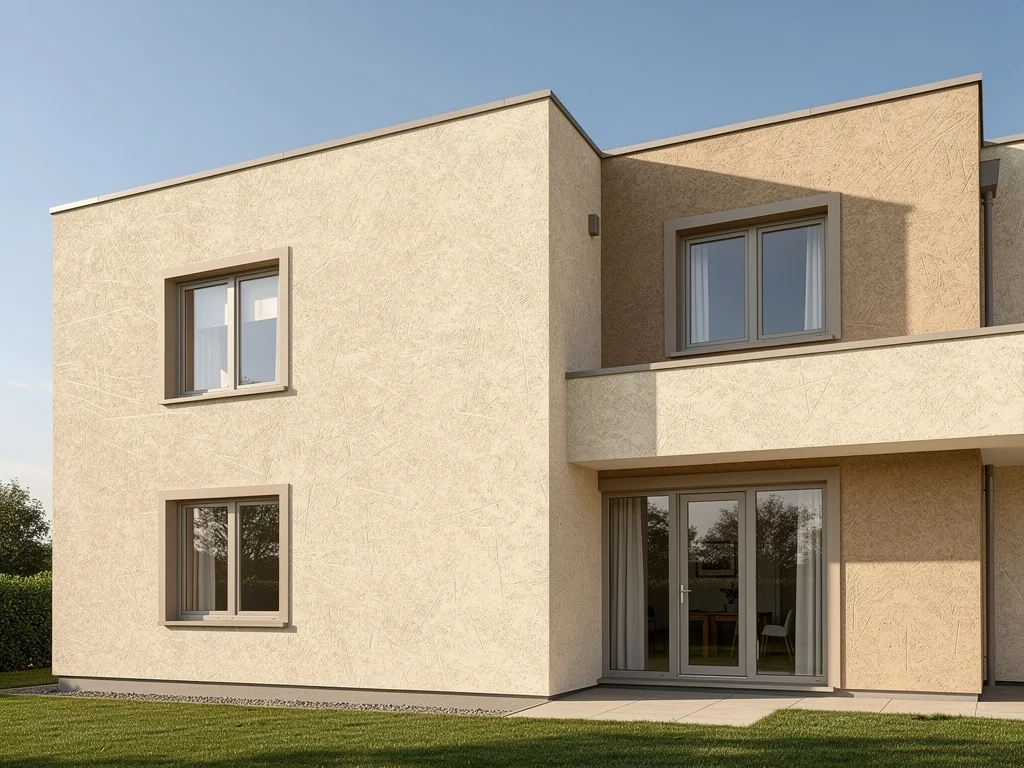 Façade de maison isolée par l'extérieur sous enduit gratté clair