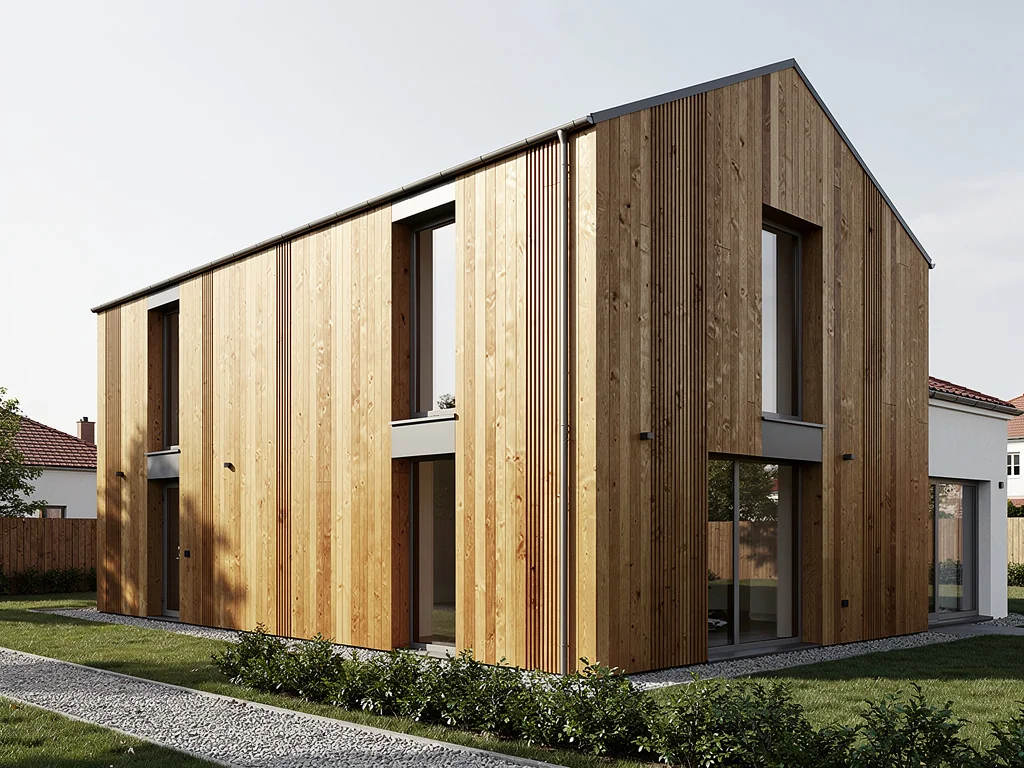 Bardage bois vertical posé sur une isolation extérieure ventilée