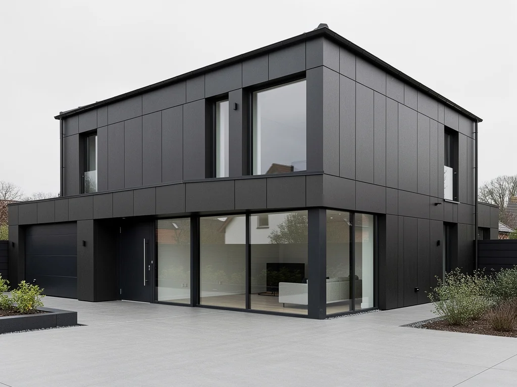 Maison contemporaine habillée d'un bardage composite anthracite